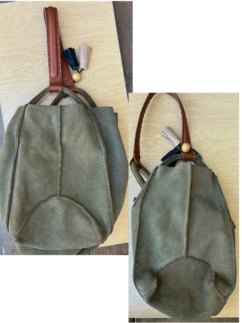 The Sak Los Feliz Moss Green Suede Leather Slouchie Hobo Bag - Picture 5 of 16
